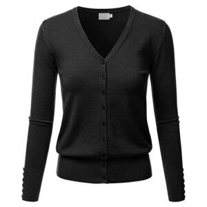 NWT Cielo Women's V-Neck Long Sleeve Button Down Sweater Cardigan Black Medium